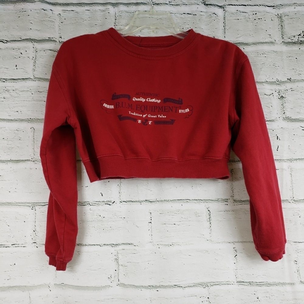 B.U.M. equipment cropped sweatshirt red cotton